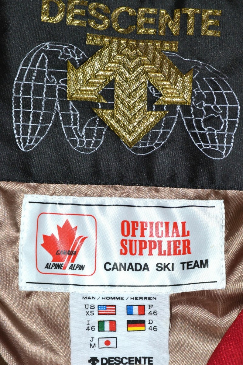 激レア/廃番【デサント】カナダ CANADA ベスト スキー ウェア M 白×黒