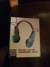 Vintage Electro Brand 222 AM FM Folding Blue Headphone Radio Tested