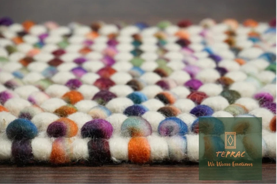 Цветной ручной работы коренастый мульти смесь валяный шерсти ковер Funky декор ковер - Изображение 4 из 4