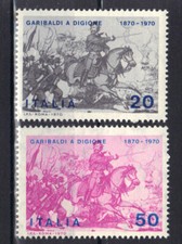 Italia 1970 Garibaldi en Batalla de Dijon 100 Aniversario MNH SC # 1021-1022
