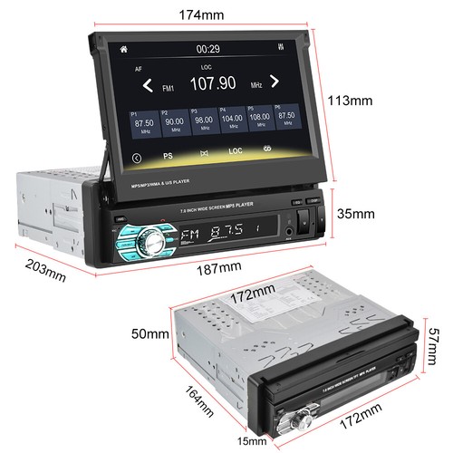 Single 1Din 7 Zoll Autoradio Apple CarPlay/Android Auto Touchscreen Bluetooth FM - Bild 15 von 19