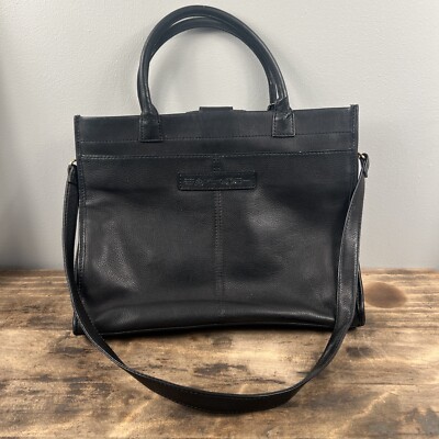 VTG FOSSIL Black Leather Section In middle Shoulder Bag Purse