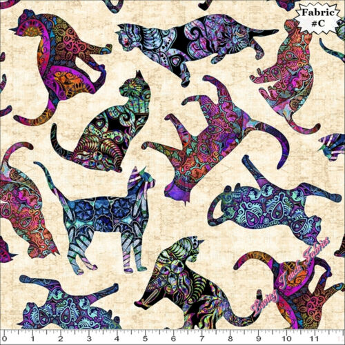 QT DAN MORRIS "PURR-SUASION" CATS FABRICS- (SELECTION) - Picture 4 of 5
