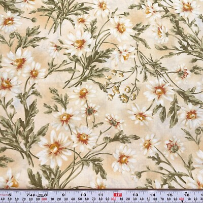 He Loves Me by Jackie Robinson & Maywood Daisy Cotton Fabric by the HALF YARD
