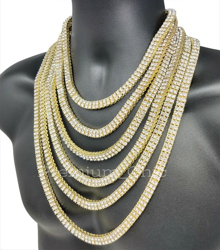 2 ROW 14k Gold Plated Tennis Chain 