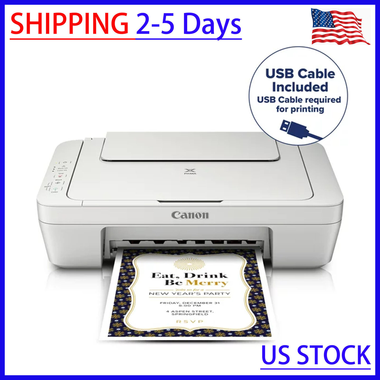PIXMA MG2522 Wired All-in-One Color Inkjet Printer [USB Cable Included], White