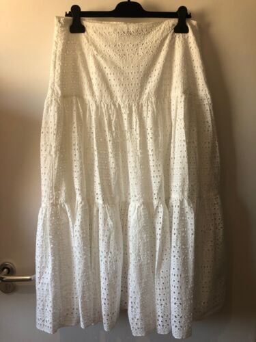ZARA £59.99 White Broderie Anglaise Maxi Midi Prairie Layered Skirt XL UK 14-16 - Picture 23 of 24