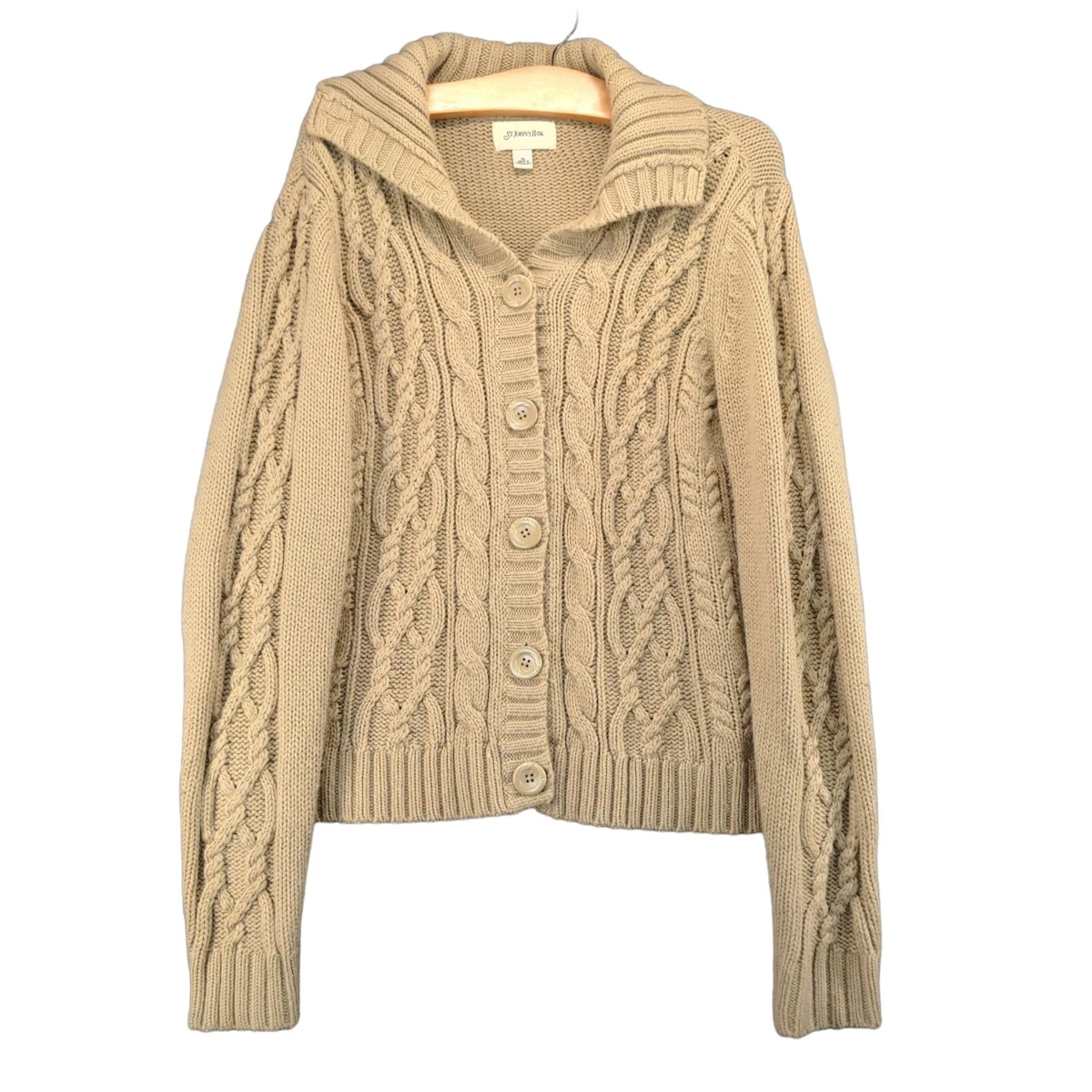 St. John s Bay Cable Knit Cardigan Sweater Womens Size XL Brown