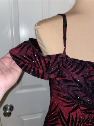 Vintage Rampage CDC Petites Ruched Bust Red & Black Dress Sparkle Size 10 - Picture 2 of 13