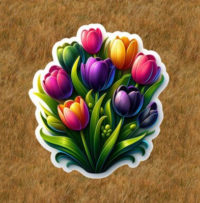 Beautiful colorful tulips 100% waterproof vinyl sticker decal - many ...