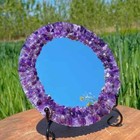12" Round Crystal Amethyst Mirror – Handcrafted Crystal Wall Decor Luxury"