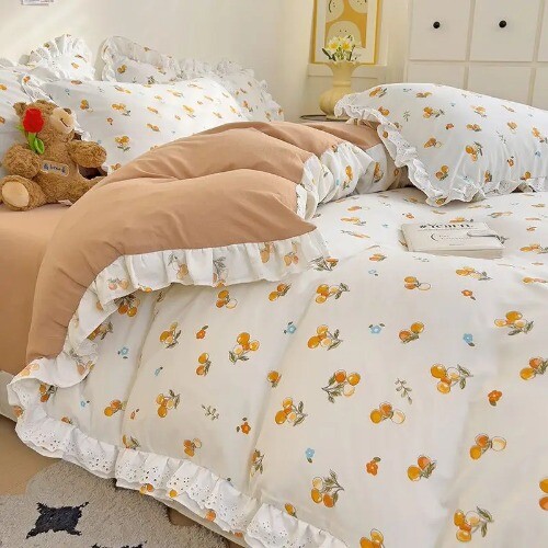 Korean Princess Style Bedding Set PinkBear Quilt Cover Lace Ruffles Duvet Covers - Bild 35 von 36
