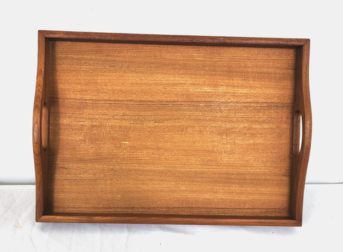 Vtg Mid Century Teak Wood Serving Tray with handles 17” x 12” x 1 1/2” Taiwan