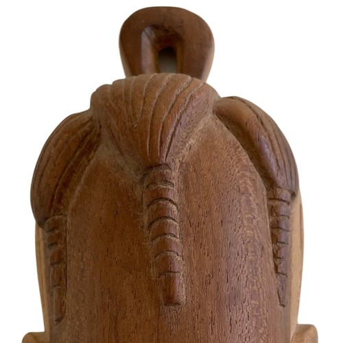 Vintage Wooden Tribal Tiki African Hand Carved Wooden Bust 6.25 x 2.75 inches - Picture 3 of 7