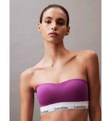 Calvin Klein Modern Cotton Lightly Lined Bandeau Bra, Dahlia
