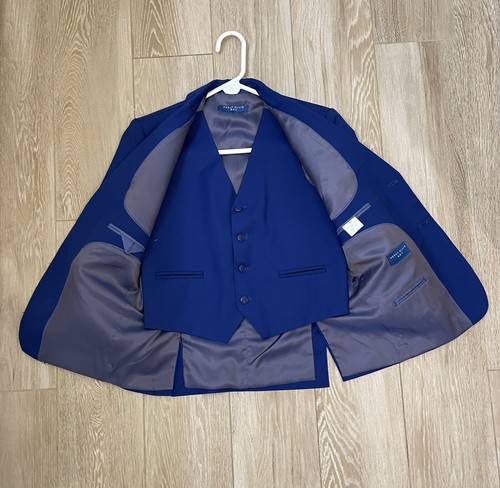 Perry Ellis Boy Indigo Blue Suit Size 10 Wedding Special Occasion 4 Piece - Picture 3 of 13