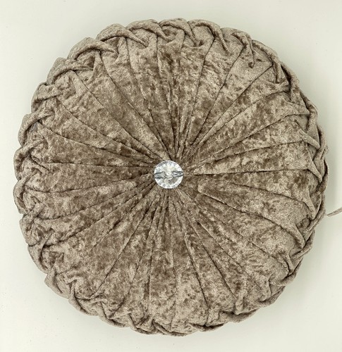 Round Crush Velvet Cushions Chic Filled Luxury Diamante Scatter Cushion - Picture 19 of 31
