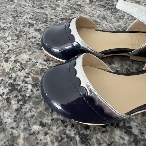 Janie And Jack Toddler Baby Girls Sz 4 Scalloped Navy Flats Shoes EUC Holiday - Bild 6 von 12