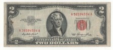 USA STATI UNITI 2 DOLLARI  BOLLINO  ROSSO 1953