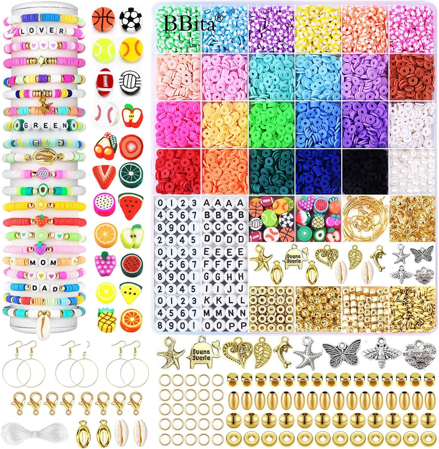 6680Pcs Preppy Clay Beads Kit for DIY Bracelets and Jewelry Making