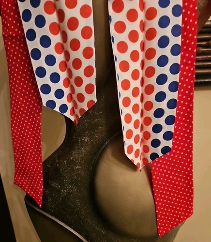 Vintage POKA DOT SCARVES LOT of 3 Long Rectangle Ties & Head Kerchief - So 70s - Picture 9 of 13