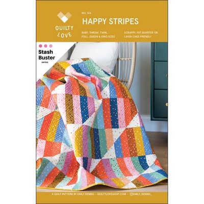 HAPPY STRIPES Quilt PATTERN ~ Use Pre-Cuts or Yardage ~ 8 Sizes ~ Quilty Love