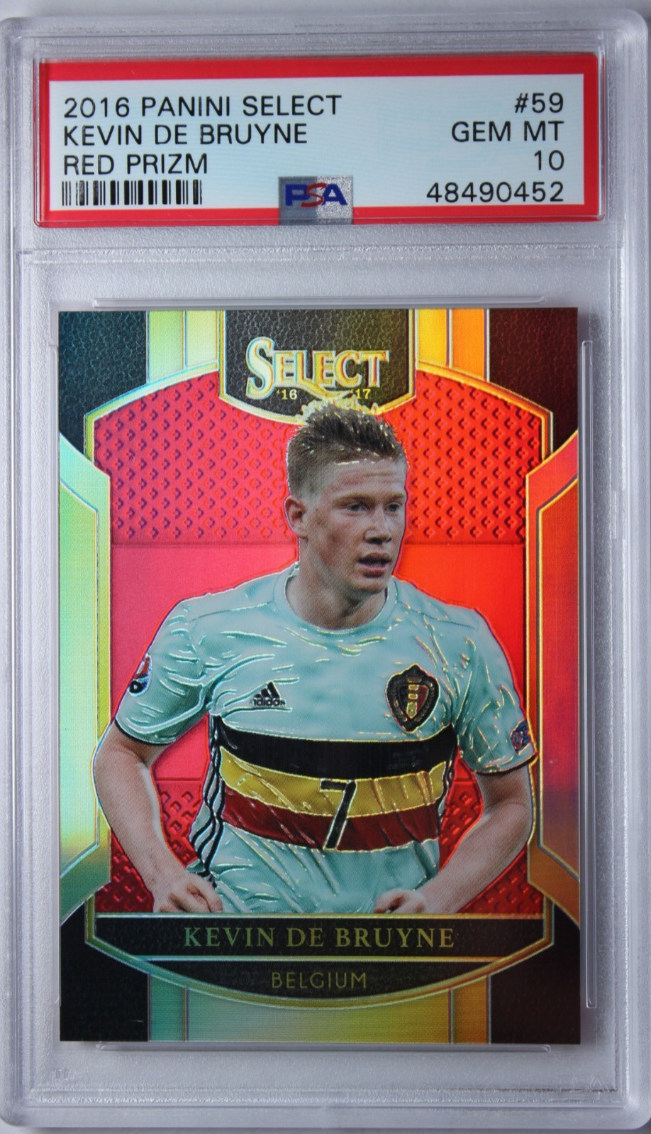 2016 Panini Select Kevin De Bruyne RED Prizm Card #59 PSA 10 Belgium /199