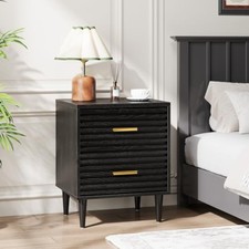 Nightstands, mid century modern night stands, fluted bedside table for