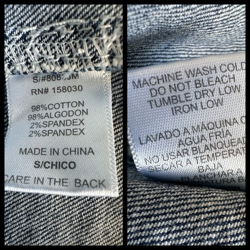 Neu mit Etikett Love Tree Distressed Denim Hemd Jacke Shacket Damengröße Small ausgefranst - Bild 11 von 11