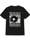 Men's Vintage Turntable Graphic T-Shirt - "Technics" Lettering & DJ-Inspired Des
