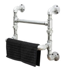 Double Towel Rail | Industrial Silver Pipe Style
