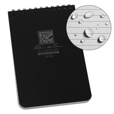 Rite in the Rain 746 All-Weather Top Spiral Notebook (4'' x 6''), Black