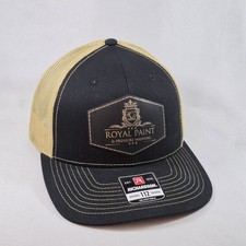 Richardson 112 Trucker Hat Mens OSFA Black Tan Royal Paint Patch Snapback Cap