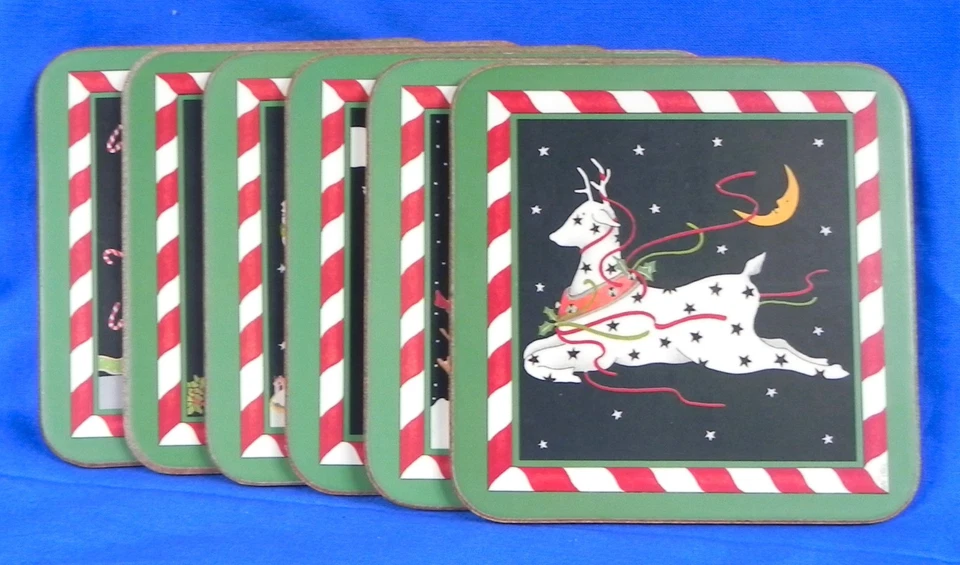 Juego de 6 Posavasos de Vacaciones Pimpinela "Candy Sticks", Cuadrados de 4-1/8", en Caja Exc. Foto 4 de 4