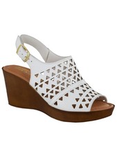 BELLA VITA Womens White Deb-italy Almond Toe Wedge Slingback Sandal 8.5 M