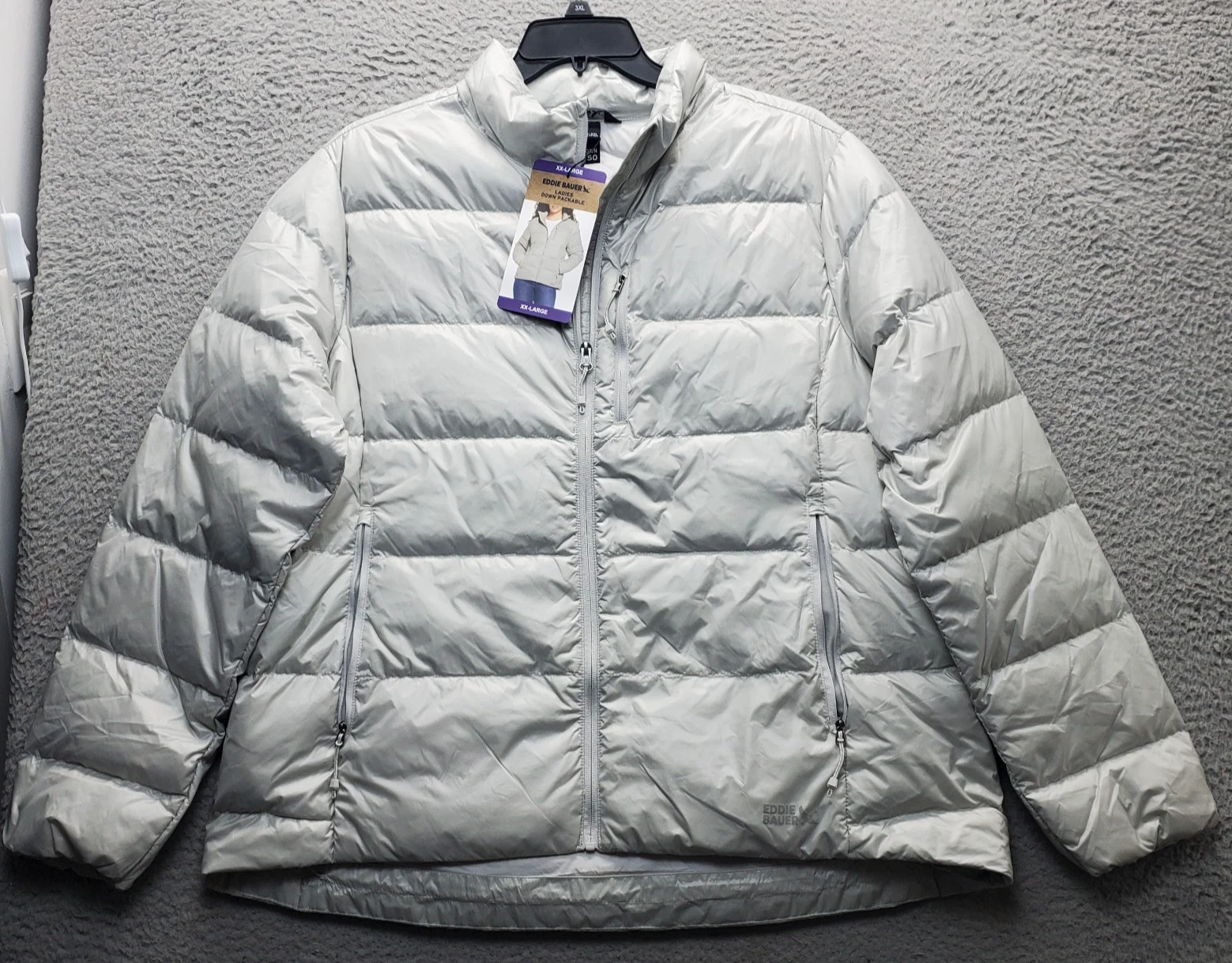 Eddie Bauer 650 Fill Power Down Packable Puffer Jacket Womens XXL Gray Full Zip
Opens in a new windo