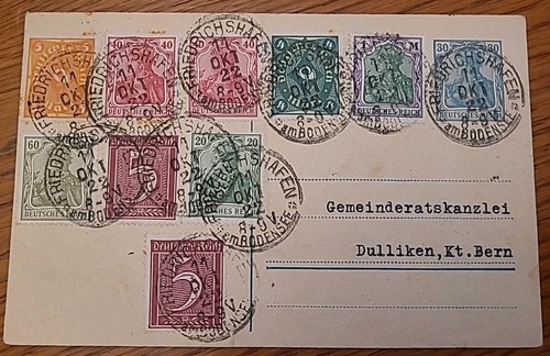Map Friedrichshafen 1922 Dulliken Bern Germania Infla Inflation (0325