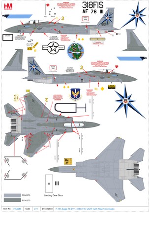 Hobby Master HA4544 F-15A Eagle 76-0111 318th FIS with ASM-135 1/72 Scale Model - Picture 2 of 2
