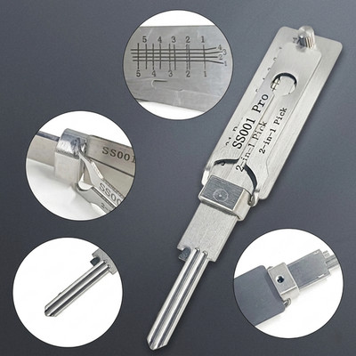 SS001 PRO 2-in-1 Stainless Steel master Key Decoder Portable Lock Tool Kit 1 Pc