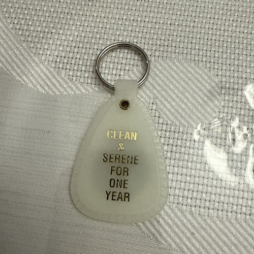 Llavero plástico vintage NA Narcóticos Anónimos limpio y sereno por un año - Imagen 2 de 2