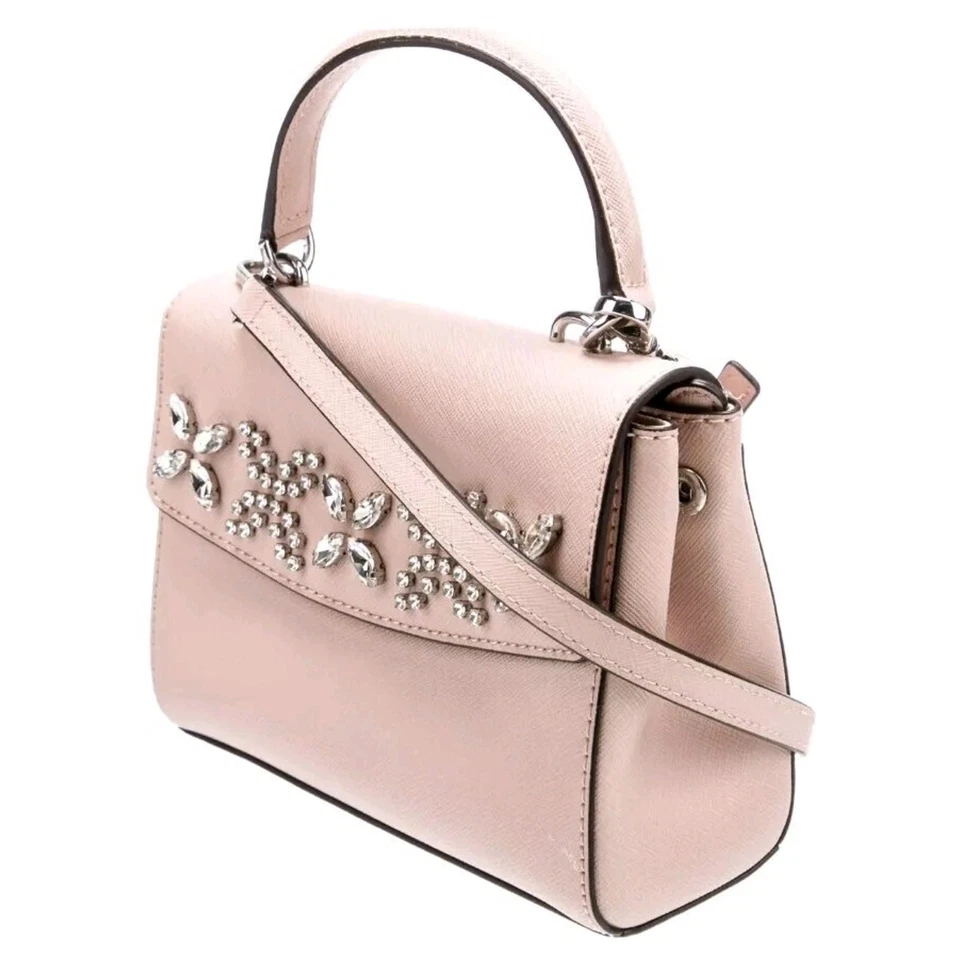 Bandolera Michael Michael Kors Ava Extra Pequeña Cuero Adornado con Cristal Rosa Foto 4 de 4