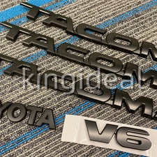 For 2005-2015 Tacoma Letter Emblem Kit V6 5pcs Matte Black Door Rear Badges Set