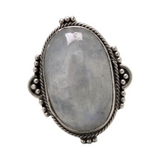 VINTAGE STERLING SILVER RAINBOW MOONSTONE STATEMENT SIZE 4.75 RING 15.4GR 1637