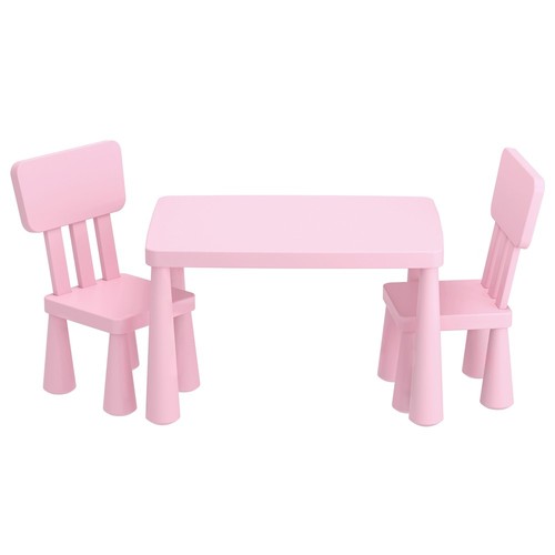 Keezi Kids Table and Chairs Set Toddler Play Activity Study Desk PP Pink 3PCS - Picture 2 of 8