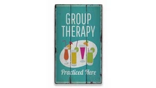 Group Therapy Rustic Distressed Sign, Personalized Wood Sign