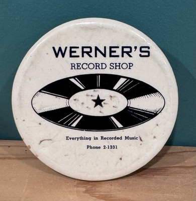 Vintage 1920s Record Cleaner - Werner s Record Shop - Celluloid Advertising