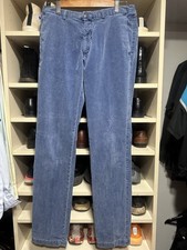Dries Van Noten Blue Cotton Thin Wale Corduroy Flat Front Pants 48IT, 31W