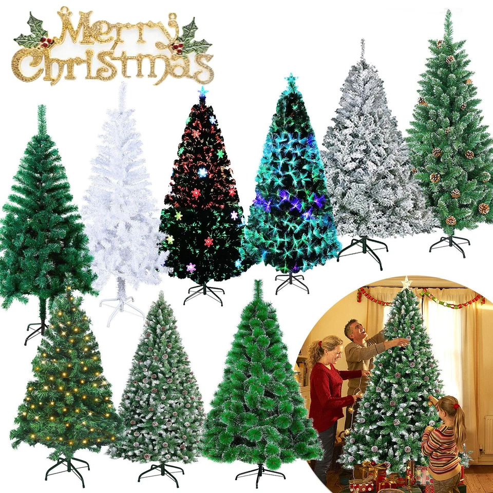 4/5/6/7ft Christmas Tree with Lights Prelit Xmas Artificial Bushy Party Decor UK - Image 2 of 4