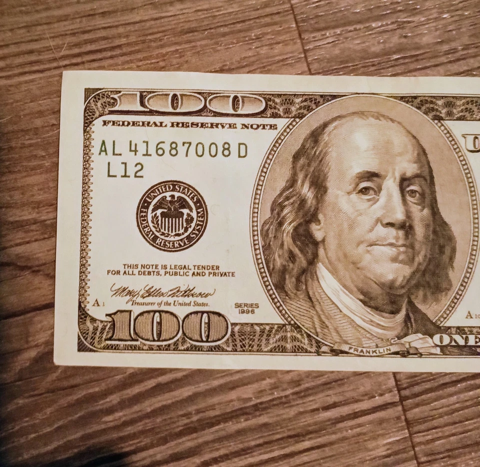 $100 Dollar Bill 1996 Series Old Vintage Crisp AL41687008D Currency Note USA - Image 3 of 4