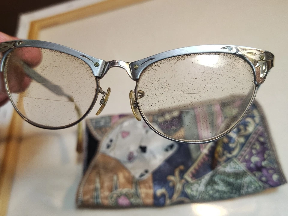 Gafas vintage 4 1/2 aluminio ornamentadas ojos de gato 1/10 12k oro relleno gafas leer Foto 2 de 4